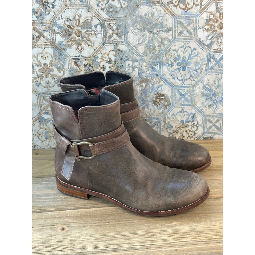 Sperry Leather Moto Ankle Boots Womens 7 Brown BOHO